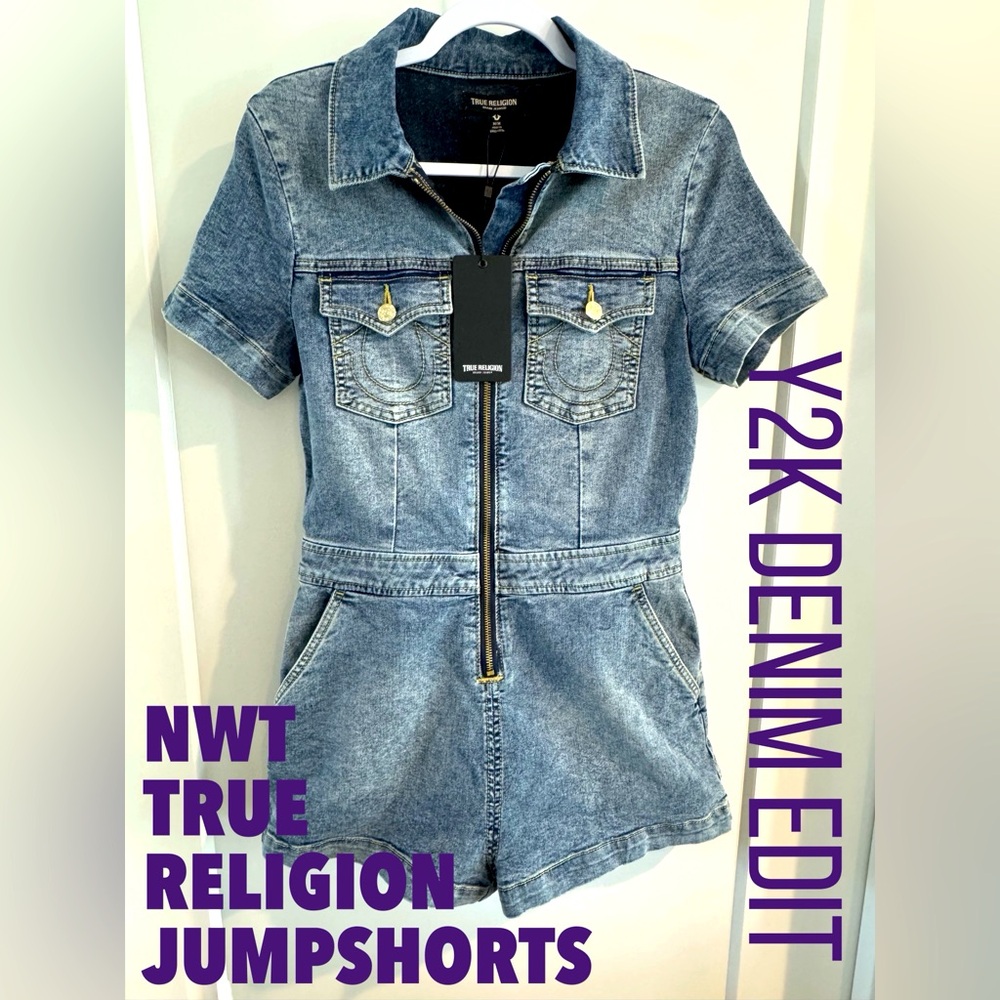 True Religion NWT Denim Romper shorts